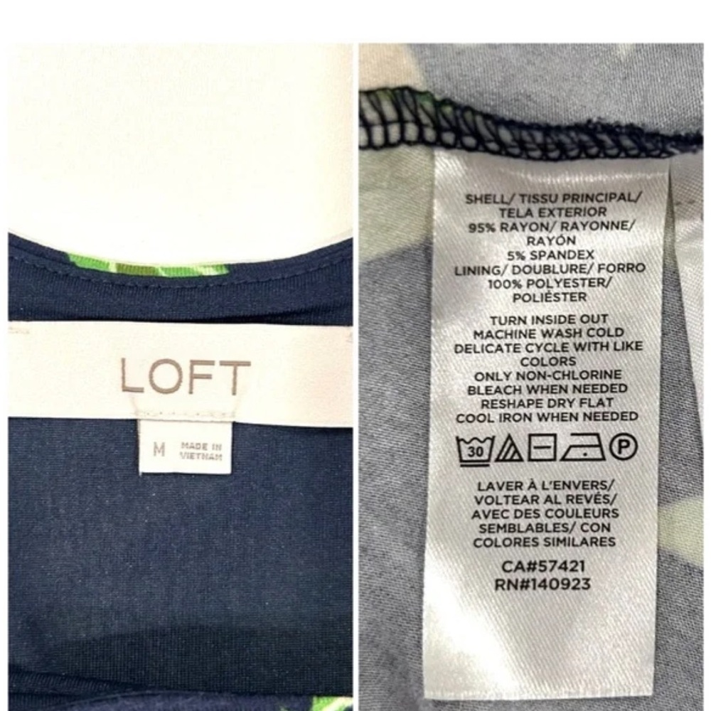 Loft Navy Blue lemons midi dress -M - Picture 6 of 7